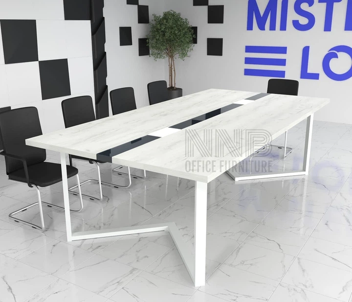 Переговорний стіл Mister Loft Бруклін Glass Line на 10-12 осіб Дуб Крафт Білий/Сірий 275x140 см Дуб Крафт Білий - Сірий - изображение 2