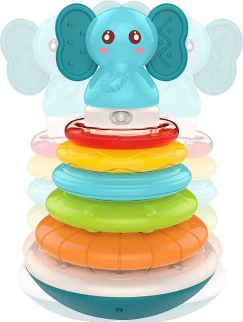 Interaktywna piramida grzechotka Woopie Baby z obręczami Słonik 47443 (5904326947443) - obraz 2