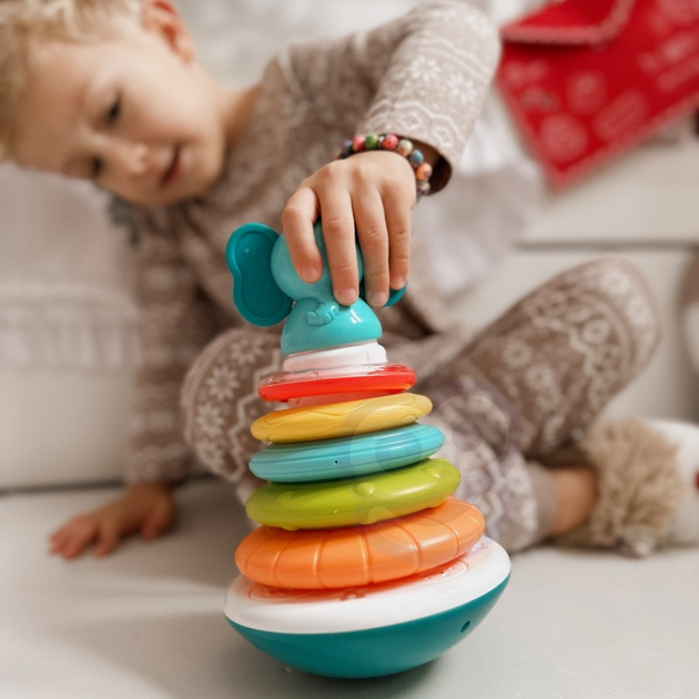 Interaktywna piramida grzechotka Woopie Baby z obręczami Słonik 47443 (5904326947443) - obraz 8