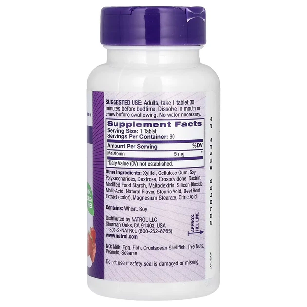 Амінокислоти Natrol Мелатонін 5 мг швидкорозчинний смак полуниці Melatonin Fast Dissolve 90 таблеток - Фото 2 Амінокислоти Natrol Мелатонін 5 мг швидкорозчинний смак полуниці Melatonin Fast Dissolve 90 таблеток - зображення 2