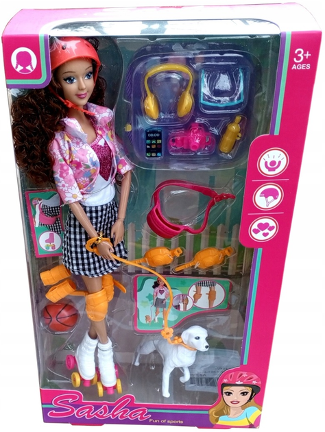 Lalka Swede na wrotkach z psem i akcesoriami (5902496211395) - obraz 1