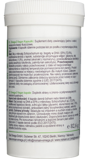 Suplement diety Norsan Omega-3 Vegan z olejem z alg morskich 80 kapsułek (781490330005) - obraz 3