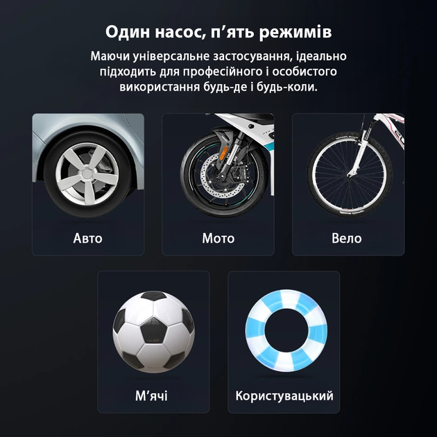 Компрессор автомобильный 70Mai TP07 аккумуляторный портативный электронасос 5 режимов с фонариком автопауза давление 10,3 Бар / 150 PSI - изображение 6