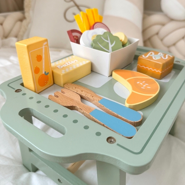 Drewniany zestaw śniadaniowy i restauracja Woopie GREEN Zabawa w zamawianie z tacą i akcesoriami (5906280653477) - obraz 9