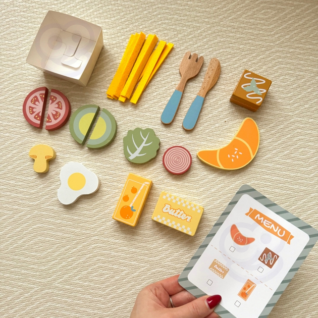 Drewniany zestaw śniadaniowy i restauracja Woopie GREEN Zabawa w zamawianie z tacą i akcesoriami (5906280653477) - obraz 10