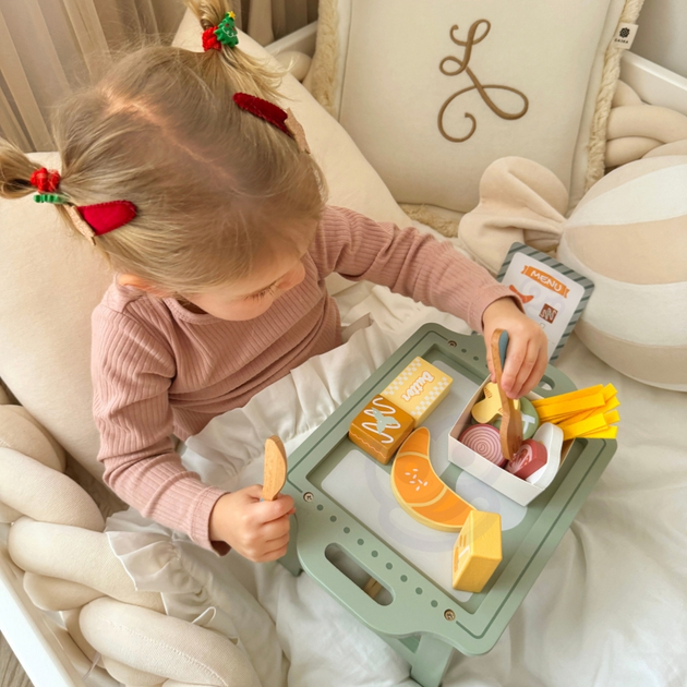 Drewniany zestaw śniadaniowy i restauracja Woopie GREEN Zabawa w zamawianie z tacą i akcesoriami (5906280653477) - obraz 13