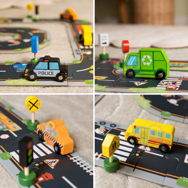 Zestaw Woopie GREEN Drewniane pojazdy i znaki drogowe 15 elementów (5906280653521) - obraz 6