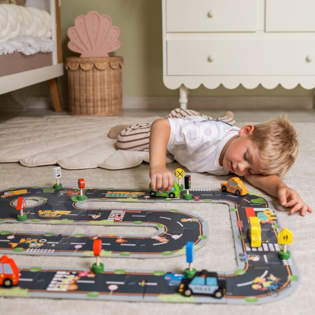 Zestaw Woopie GREEN Drewniane pojazdy i znaki drogowe 15 elementów (5906280653521) - obraz 7