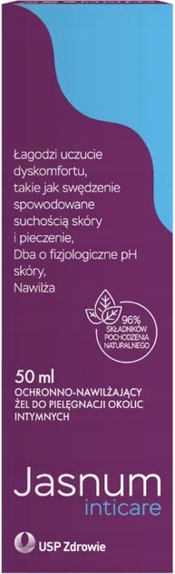 Żel USP Zdrowie Jasnum Inticare ochronno-nawilżający do pielęgnacji okolic intymnych 50 ml (5904569250379) - obraz 1