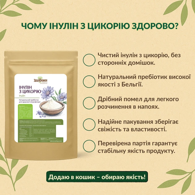 Інулін з цикорію Здорово пребіотична клітковина 1 кг - зображення 3