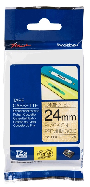 Етикеточна стрічка Brother TZe-PR851 24 мм Black/Gold (TZEPR851) - зображення 2