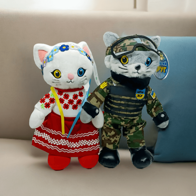 Мягкие игрушки Кошечка Украиночка и Котик ВСУ 30 см — символы любви к Украине, арт. PL82412ua - изображение 4