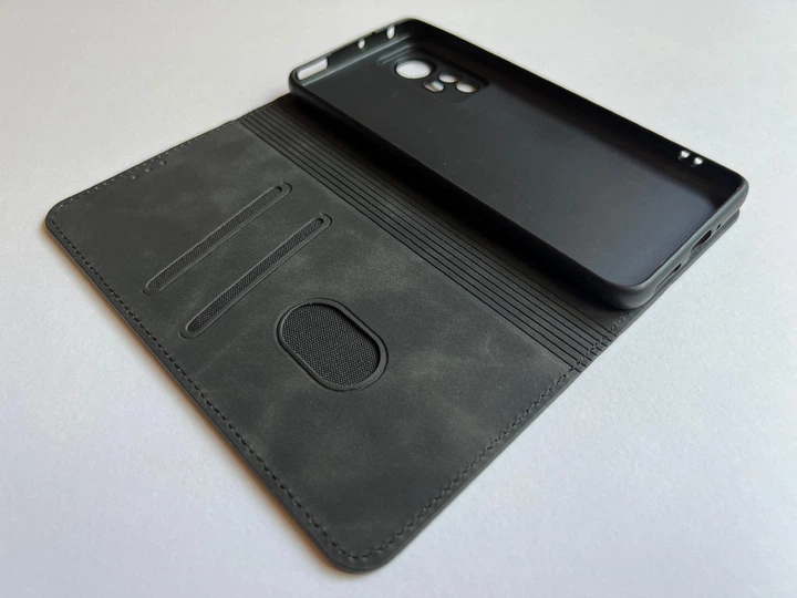 Защитный чехол-книжка K'try для Xiaomi 12S черный, из матовой искусственной кожи со слотами для карт - Фото 9 Защитный чехол-книжка K'try для Xiaomi 12S черный, из матовой искусственной кожи со слотами для карт - изображение 9