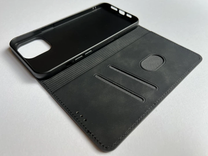 Защитный чехол-книжка K'try для Apple iPhone 12 Pro Max черный, из матовой искусственной кожи со слотами для карт - Фото 12 Защитный чехол-книжка K'try для Apple iPhone 12 Pro Max черный, из матовой искусственной кожи со слотами для карт - изображение 12