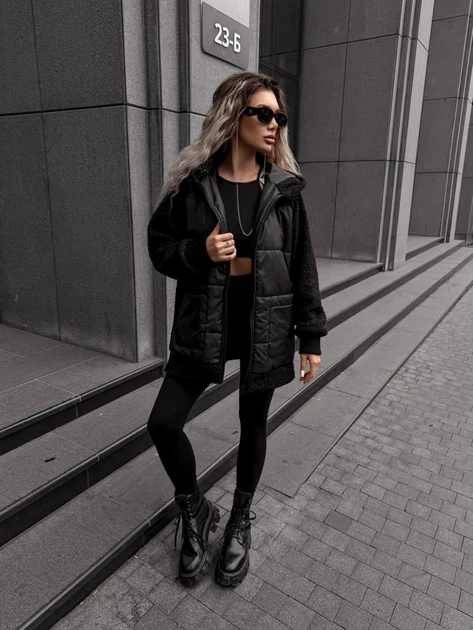 Fashions • Куртка жіноча демісезонна Jerilyn Fashions 54-56 чорний (9364-мо) - зображення 9