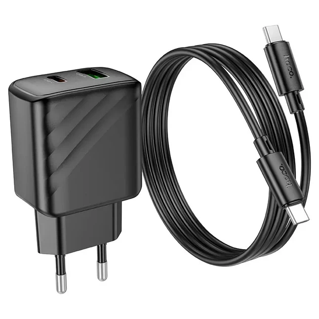 Зарядне HOCO CS23A PD30W QC3.0 1USB 1Type-C з кабелем Type-C чорне - изображение 7