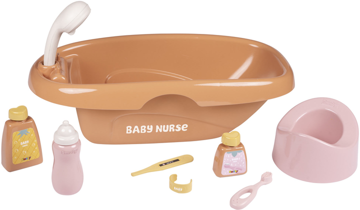 Zestaw do kapieli Smoby Toys Baby Nurse Puder brązujący z akcesoriami 42 cm (7600220383) (3032162203835) - obraz 1