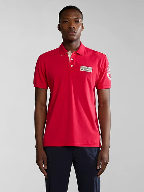 Поло довге чоловіче Napapijri E-Amundsen NP0A4H6AR251 L Червоне (800070320826) - зображення 1