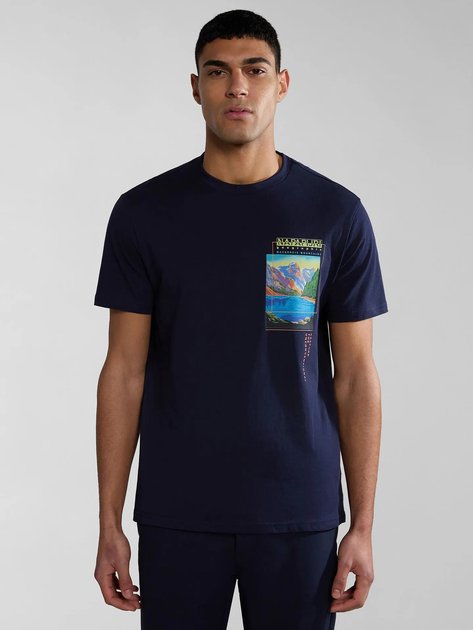 Футболка бавовняна довга чоловіча Napapijri S-Canada NP0A4HQM1761 XL Темно-синя (800070320933) - зображення 1