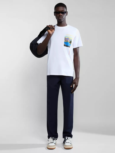 Футболка бавовняна довга чоловіча Napapijri S-Canada NP0A4HQM0021 L Біла (800070320937) - зображення 3