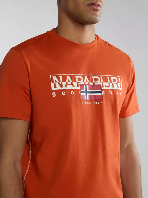 Футболка бавовняна довга чоловіча Napapijri S-Aylmer NP0A4HTOA621 XL Оранжева (800070320987) - зображення 3