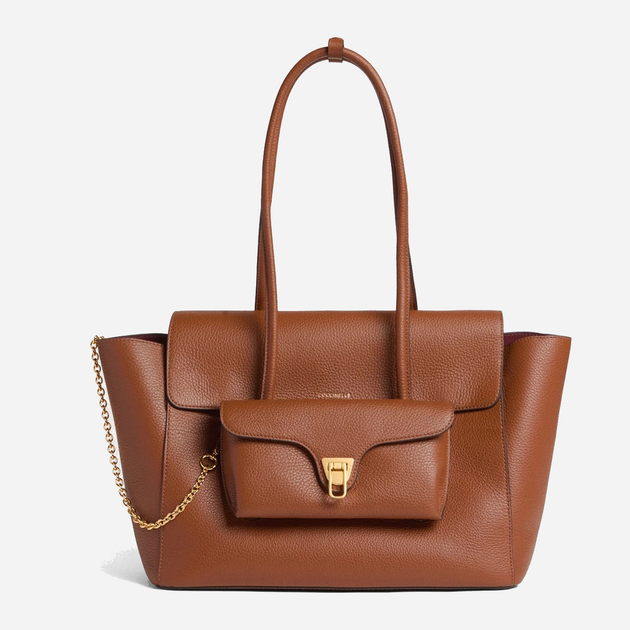 Torebka damska ze skóry naturalnej z łańcuszkiem Coccinelle Double E1T8A110201 W11 Brązowa (800070345950) - obraz 1