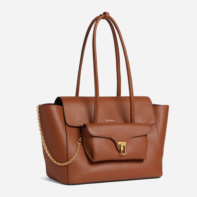 Torebka damska ze skóry naturalnej z łańcuszkiem Coccinelle Double E1T8A110201 W11 Brązowa (800070345950) - obraz 2