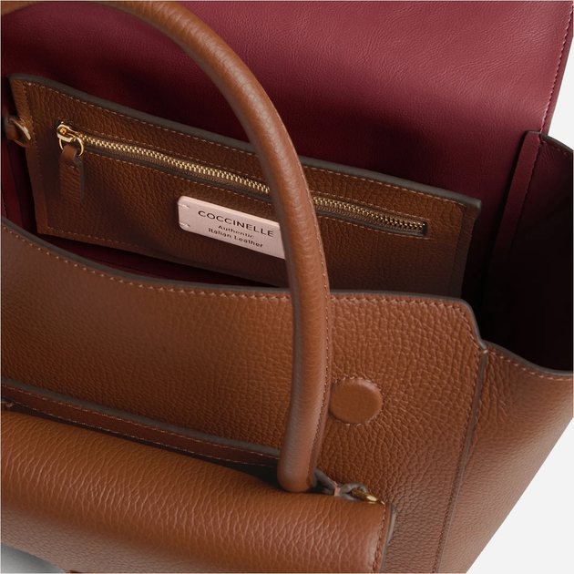 Torebka damska ze skóry naturalnej z łańcuszkiem Coccinelle Double E1T8A180201 W11 Brązowa (800070345952) - obraz 5