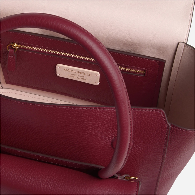 Torebka damska ze skóry naturalnej z łańcuszkiem Coccinelle Double E1T8A180201 R52 Bordowa (800070345951) - obraz 5