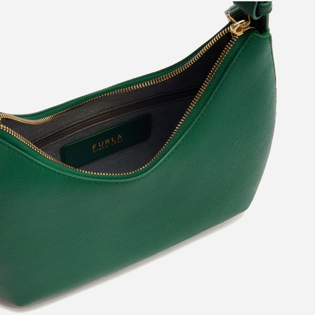 Сумка багет жіноча з натуральної шкіри маленька Furla Goccia WB01500BX33534282S1007 Зелена (800070349613) - зображення 5