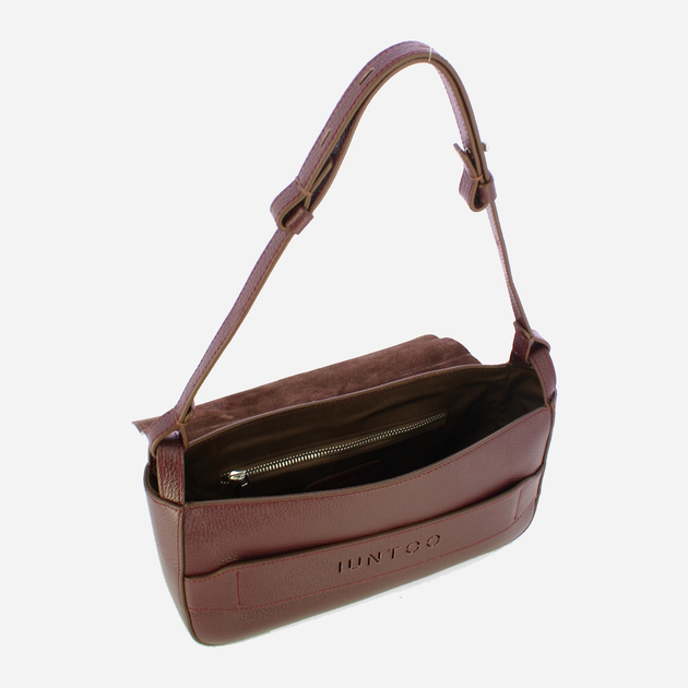 Torebka bagietka damska ze skóry naturalnej Iuntoo Silvia 196001 Bordowa (800070346774) - obraz 4