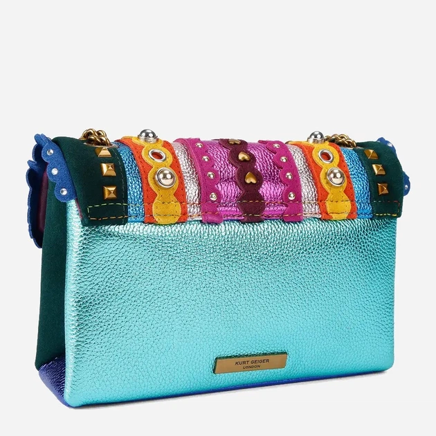 Torebka crossbody damska ze skóry naturalnej mała z łańcuszkiem Kurt Geiger Kensington 4697099109 99 Wielobarwna (800070350189) - obraz 3