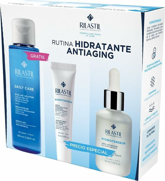 Zestaw do pielęgnacji twarzy Rilastil Hydrotenseur Serum 30 ml + Krem pod oczy 15 ml + Woda micelarna 100 ml (8428749974802) - obraz 1