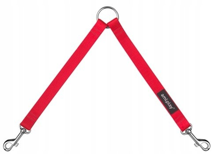 Rozdzielacz do smyczy Amiplay Dwójnik Basic L czerwony (5907563304543) - obraz 1