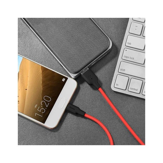 Дата кабель USB 2.0 AM to USB-C 1.0m 2A silicone X21 black+red HOCO (6957531071419) - Фото 4 Дата кабель USB 2.0 AM to USB-C 1.0m 2A silicone X21 black+red HOCO (6957531071419) - зображення 4