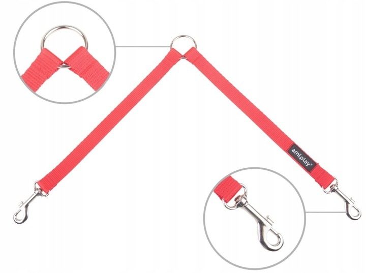 Rozdzielacz do smyczy Amiplay Basic XL 50 x 2.5 cm Czerwony (5907563304567) - obraz 2