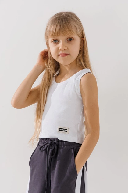 Майка однотонна для дівчинки Benini 251033 140 см Білий shop (2000990963789) - Фото 2 Майка однотонна для дівчинки Benini 251033 140 см Білий shop (2000990963789) - зображення 2