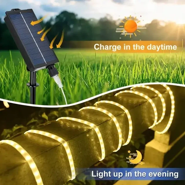 LED гирлянда 10 м солнечная батарея теплый белый свет аккумулятор 1800 mAh пульт управления - Фото 4 LED гирлянда 10 м солнечная батарея теплый белый свет аккумулятор 1800 mAh пульт управления - изображение 4