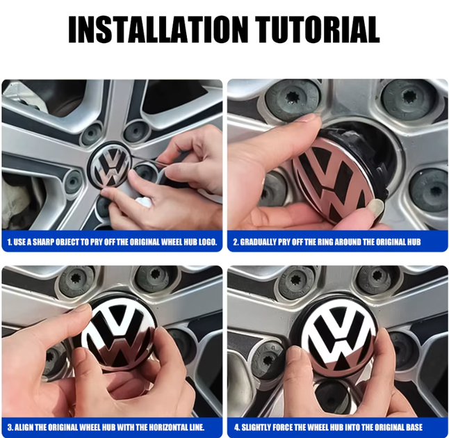 Колпачки (заглушки) в литые диски Volkswagen VW (Фольцваген) 65 мм Хром лого, Черные CountryMan - изображение 6