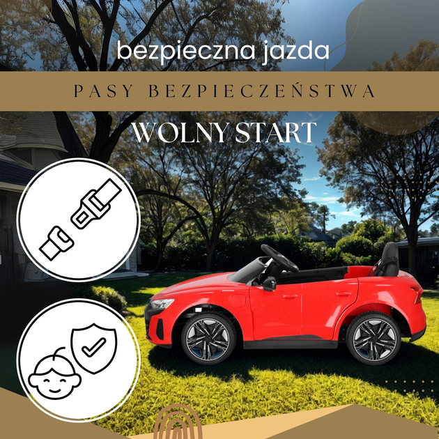 Samochód na akumulator Springos Audi z klaksonem Czerwony KC0013 (5907719483191) - obraz 15