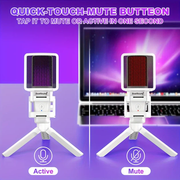 Игровой USB-микрофон ZealSound A68 – RGB, шумоподавление и кристальный звук - изображение 3
