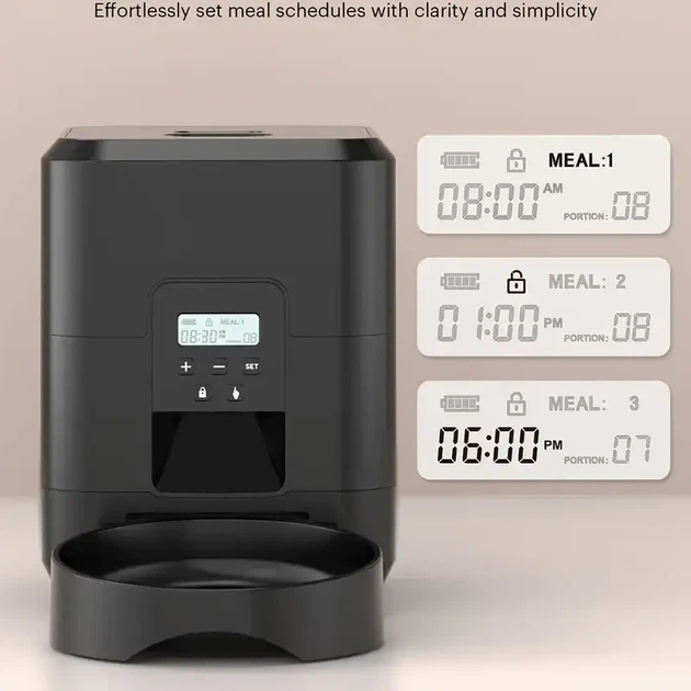Автоматическая кормушка для кошек и собак 2L с таймером дозатор корма USB батарейки автокормушка для животных (черная) - изображение 4