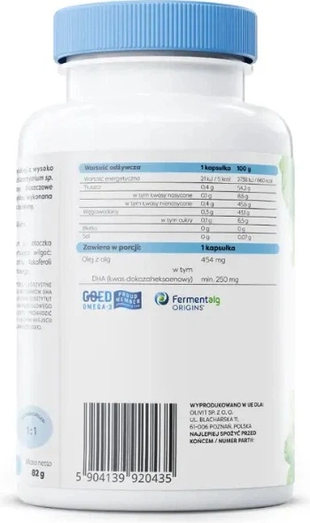 Suplement diety Osavi Omega-3 Vegan 250 mg DHA 120 kapsułek (5904139920435 / 5904139920428) - obraz 3