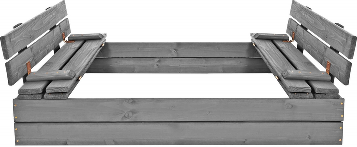 Дерев’яна пісочниця Springos просочена з кришкою, лавками, брезентом та підстилкою 120 x 120 см (5908455302340) - зображення 1