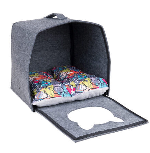 Domek dla ko38 x 38ta Amiplay z filcu Kostka 2 w 1 Hygge szary (5907563259782) - obraz 3