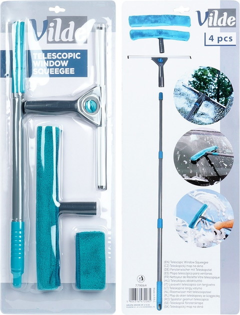 Телескопічна швабра для вікон Vilde зі скребком 57-128 см 4 елементи (5904316472085) - зображення 10