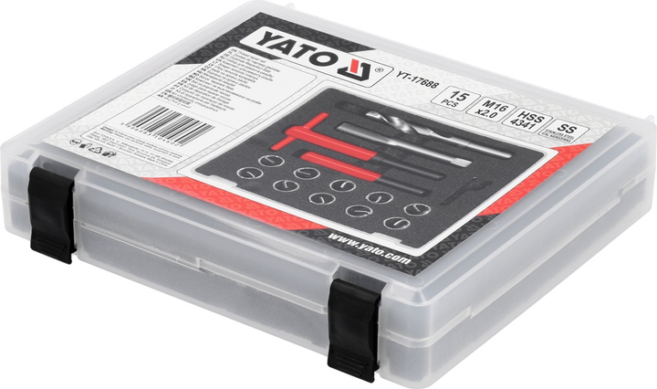 Zestaw do naprawy gwintów YATO M16 x 2 mm 15 szt. (YT-17688) - obraz 3