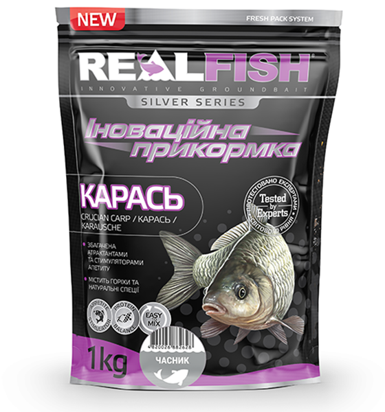 Риболовна прикормка REALFISH Карась Часник - Фото 1 Риболовна прикормка REALFISH Карась Часник - зображення 1