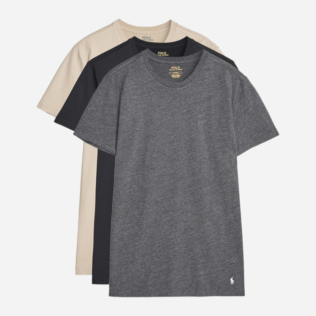 Набір футболок натільних чоловічих бавовняних Polo Ralph Lauren 714830304037 M 3 шт Чорний/Сірий/Бежевий (3616852981663) - зображення 1