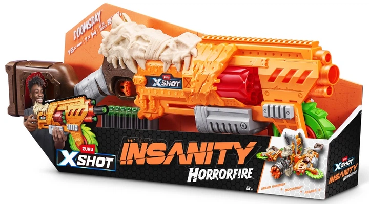 Wyrzutnia Zuru X-Shot Insanity Horrorfire Doomsday 16 strzałek (36732) - obraz 2